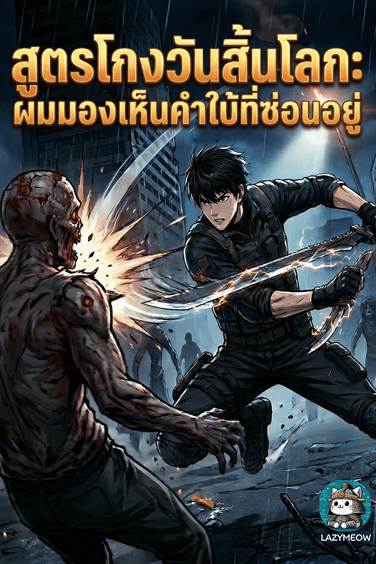 ปกนิยายเรื่อง สูตรโกงวันสิ้นโลก ผมมองเห็นคำใบ้ที่ซ่อนอยู่